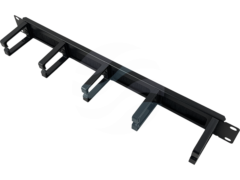 ALANTEC Organizator kabli 1U 19" 5x uchwyt plastikowy z przepustem szczotkowym, czarny 1