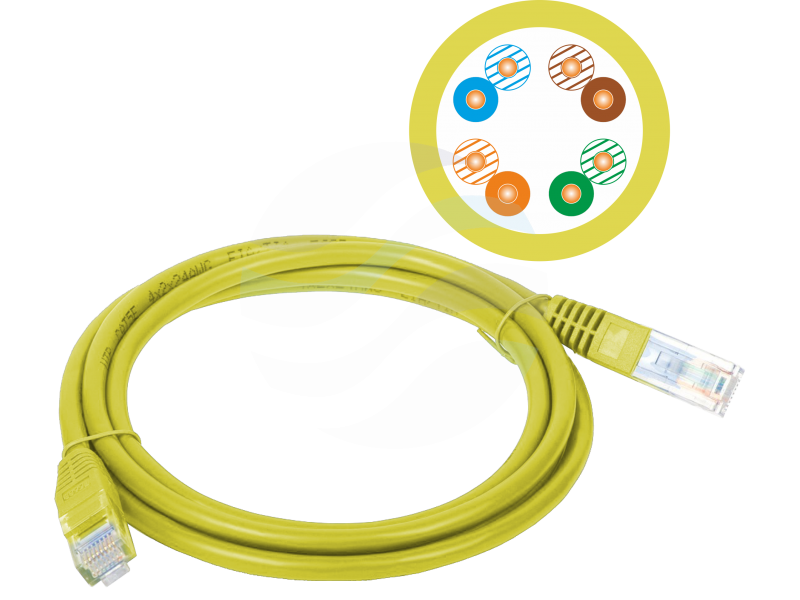 ALANTEC Patchcord U/UTP kat.5e PVC 2.0m, żółty 1