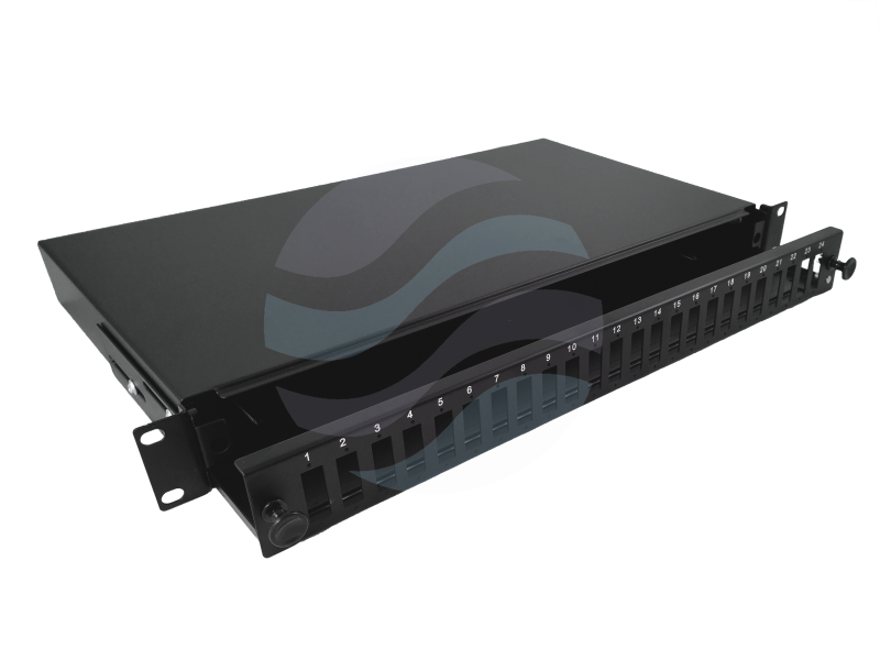 ALANTEC Przełącznica światłowodowa 1U 19" 24xSC duplex wysuwalna z akcesoriami, czarna 1