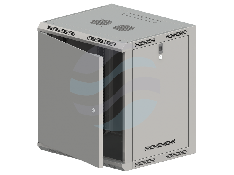 ALANTEC Szafa wisząca 19" 12U 600x500, niedzielona, drzwi metalowe jednoskrzydłowe, FLAT PACK, szara 1