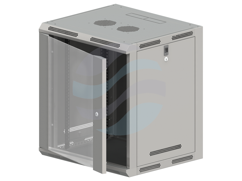 ALANTEC Szafa wisząca 19" 15U 600x500, niedzielona, drzwi szklane jednoskrzydłowe, FLAT PACK, szara 1
