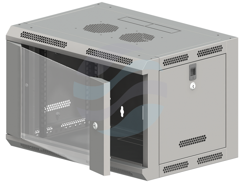 ALANTEC Szafa wisząca 19" 6U 600x600, niedzielona, drzwi szklane jednoskrzydłowe, FLAT PACK, szara 1