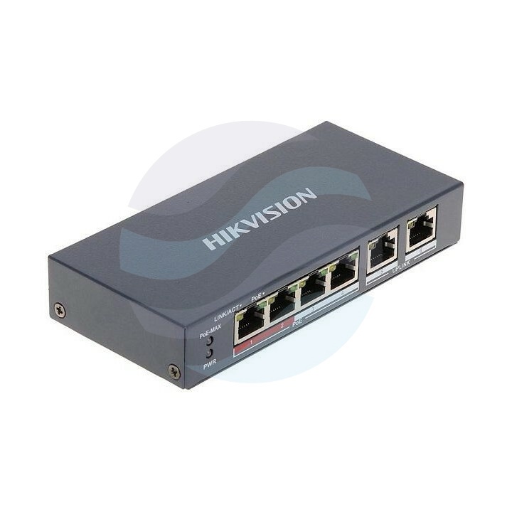 Hikvision DS-3E0106P-E/M Switch PoE 4x 10/100Mbps PoE/PoE+, 2x Uplink, 38W 1
