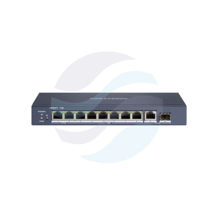 Hikvision DS-3E0510HP-E Switch gigabitowy PoE, 6x Gbit PoE, 2x Gbit Hi-PoE, 1x Gbit RJ45, 1x SFP Gbit,110W 1