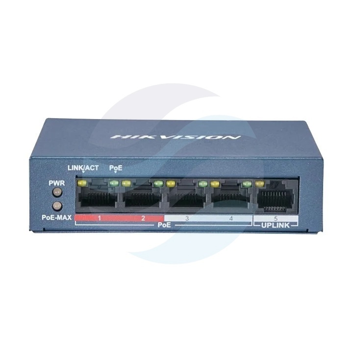 Hikvision DS-3E0105P-E/M(B) Switch PoE 4x 10/100Mbps, 1x Uplink, 35W, niezarządzalny 1