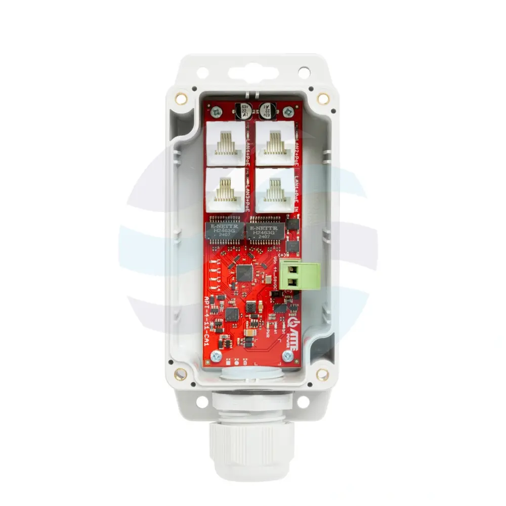 ATTE APT-4-11-CA1 Extender Switch PoE 4x 10/100Mbps 1x PoE IN 802.3af/at/bt60 + 3x PoE 802.3af/at OUT, w zewnętrznej obudowie ABOX-CA1, zasilany z PoE (max 60W) 1