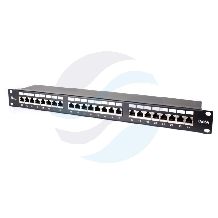 GETFORT PGF-6AFTP24-B6 Patch panel FTP 24-port kat.6A, rack 19" 1U z półką, czarny 1