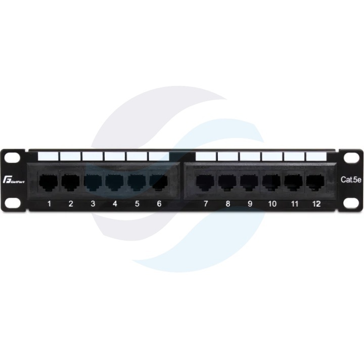 GETFORT PGF-5EUTP12-B4 Patch panel UTP 12-port kat.5e, rack 10" 1U, szary 1