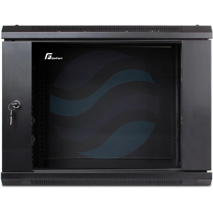 GETFORT Szafa wisząca 19" 9U ECO v2 600X450mm, czarna, drzwi szklane, otwarty tył 1