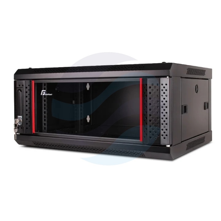 GETFORT Szafa wisząca 19" 4U 600x450mm czarna, drzwi szklane 1