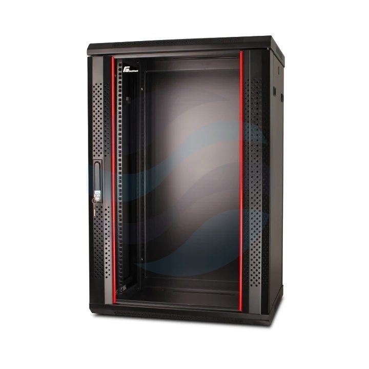 GETFORT Szafa wisząca 19" 18U 600x450mm czarna, drzwi szklane 1