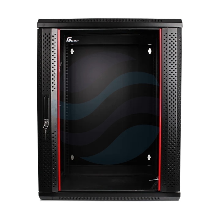 GETFORT Szafa wisząca 19" 15U 600x550mm, szara, drzwi szklane, dwusekcyjna 1