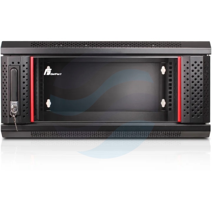 GETFORT Szafa wisząca 19" 4U 600X550mm, czarna, drzwi szklane, dwusekcyjna 1