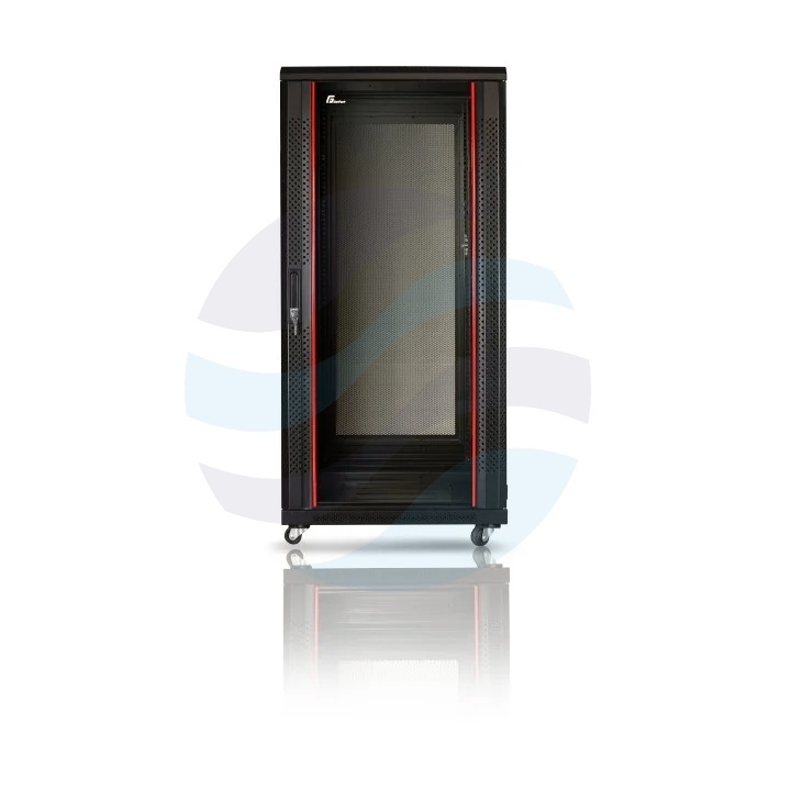 GETFORT Szafa stojąca 19" 27U 600x800mm czarna, drzwi szklane 1
