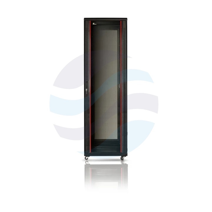GETFORT Szafa stojąca 19" 42U 600x800mm, drzwi szklane, tył drzwi stalowe wentylowane, czarna 1