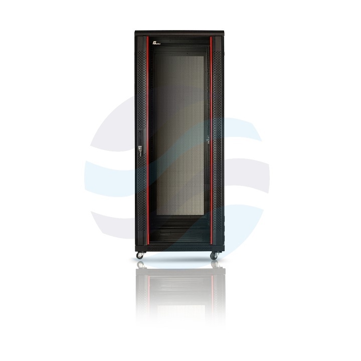 GETFORT Szafa stojąca 19" 37U 600x800mm czarna, drzwi wentylowane, tył drzwi stalowe wentylowane 1