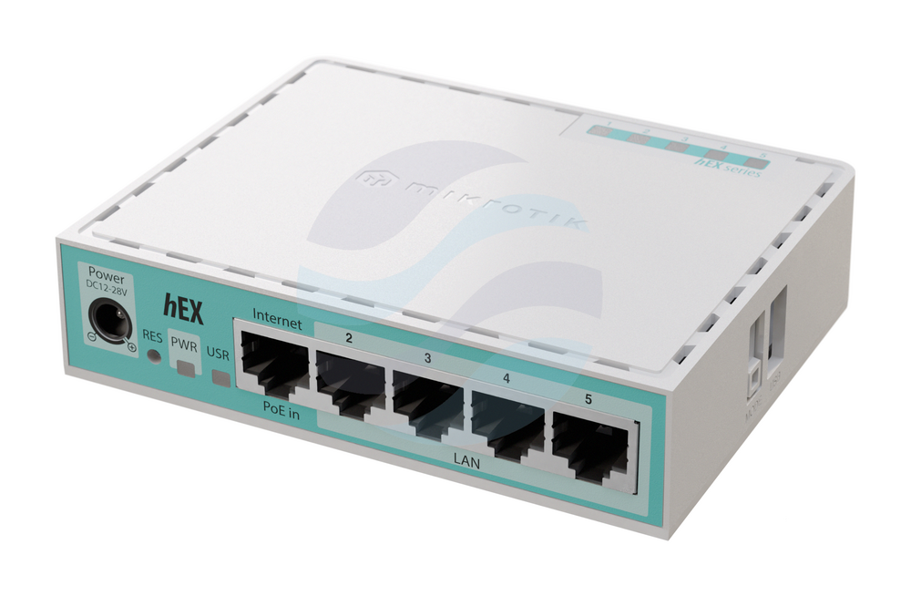 Mikrotik E50UG Router gigabitowy hEX 5x 10/100/1000Mbps, 950MHz, 512MB, 1x USB, zasilanie 12-28V DC, L4 1
