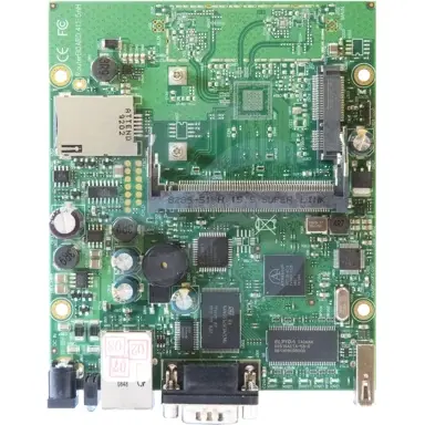 Mikrotik RB411U Płyta RouterBOARD 1x 10/100Mb/s, 300MHz, RAM 32MB, 1x miniPCI, 1x miniPCI-e, 1x SIM, USB 2.0, DC IN 10-28V, PoE in, L4 1