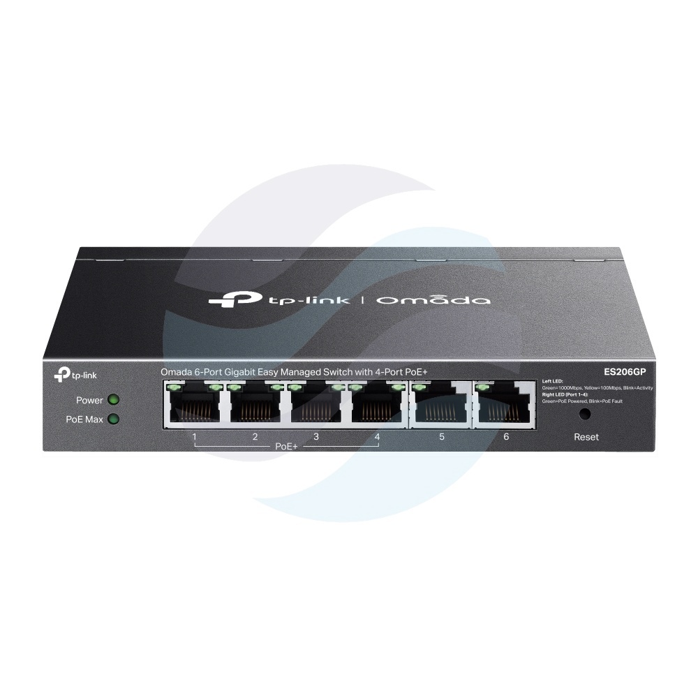 TP-Link ES206GP Switch gigabitowy zarządzalny PoE+ Omada 6x 10/100/1000Mbps (4x PoE+ 802.3at/af), 65W, metal 1