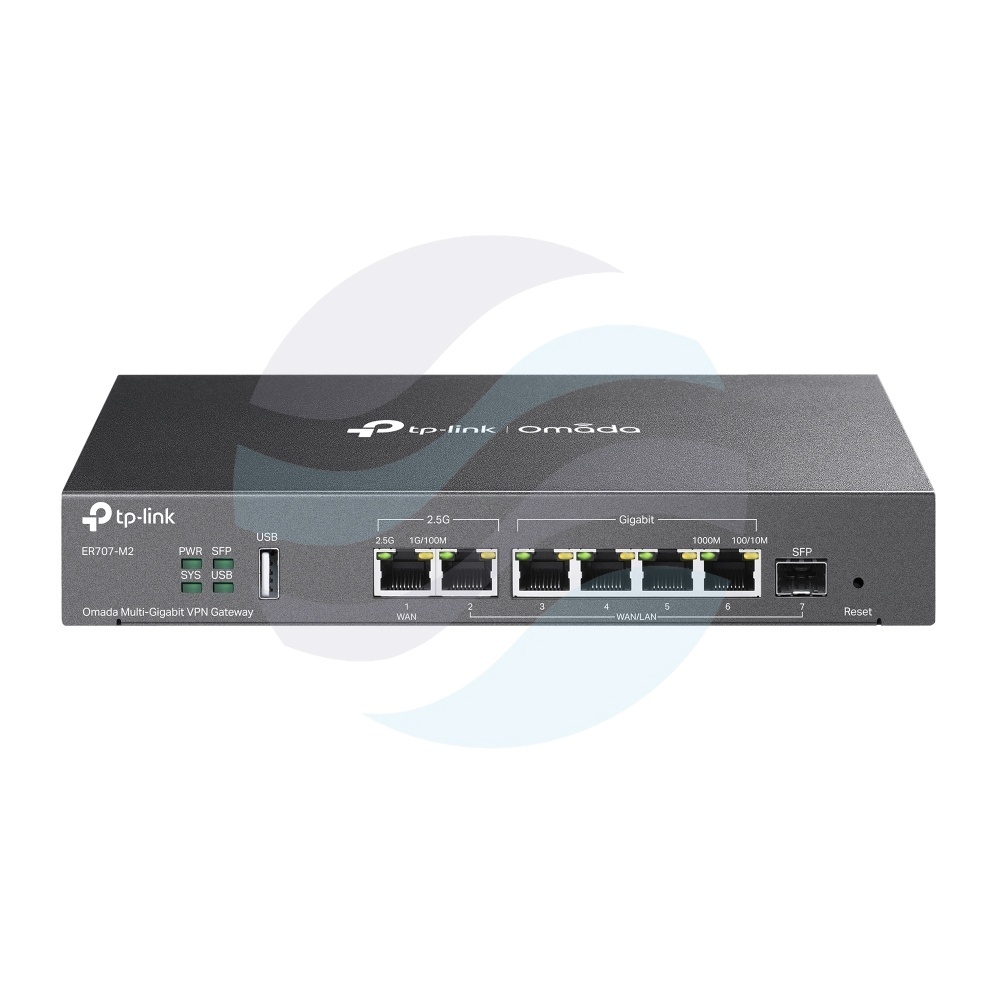 TP-Link ER707-M2 Router przewodowy 2.5G Omada VPN, 2× 100/1000/2500 Mb/s, 4× 10/100/1000 Mb/s, 1× SFP, 1× USB 2.0, metal 1