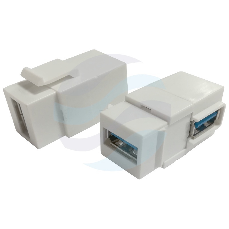 Moduł keystone, USB 3.0 typ A-żeńskie / A-żeńskie boczne, biały 1