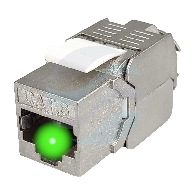 Moduł keystone RJ-45 kat.6 STP, beznarzędziowy, identyfikacja LED (czerwona/zielona), metal 1