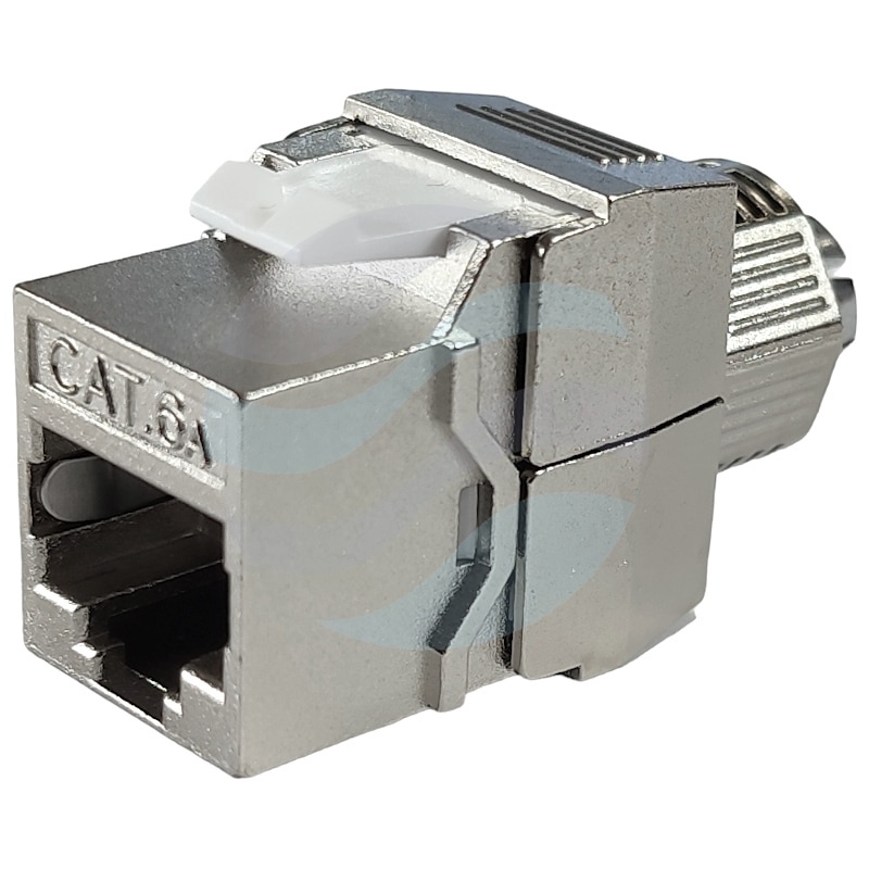 Moduł keystone RJ-45 kat.6A STP, beznarzędziowy, zakręcany mechanizm dociskowy, 10Gbps, metal 1