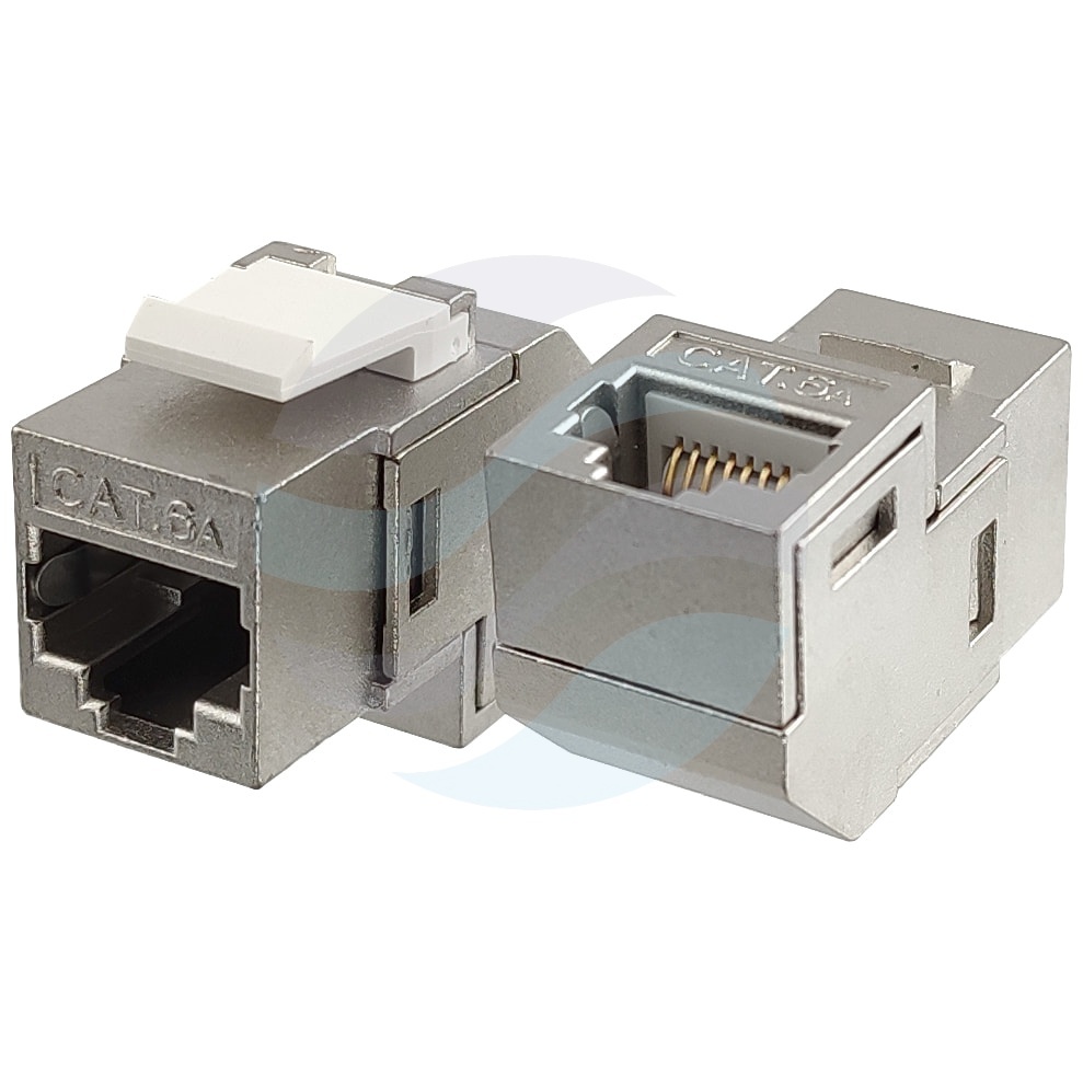 Moduł keystone RJ45 STP kat.6A beznarzędziowy, metalowy, kątowy 1