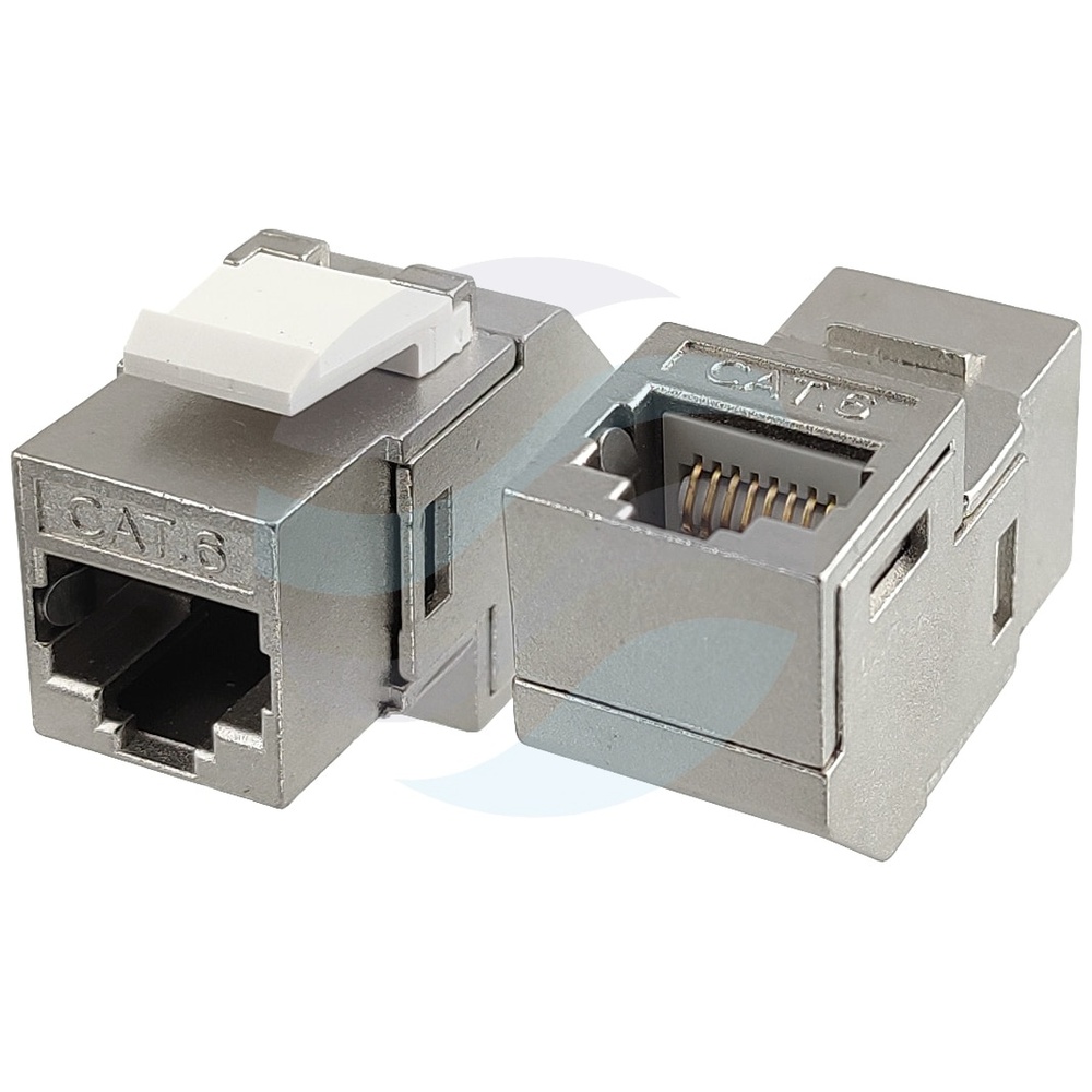 Łącznik modularny Keystone RJ-45 STP kat.6, 2x gniazdo RJ45, kątowy 90°, Gigabit Ethernet, ekranowany, metal 1