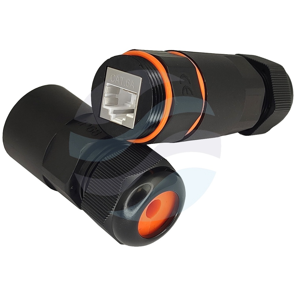 Mufa modularna hermetyczna IP68, 2x RJ-45 kat.6A STP, zewnętrzna, czarna 1