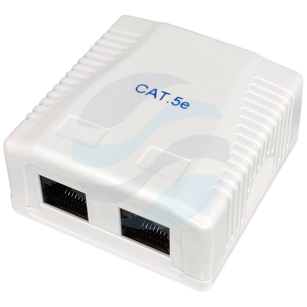 Gniazdo natynkowe mini UTP nieekranowane kat.5e 2x RJ45, zatrzask, białe 1