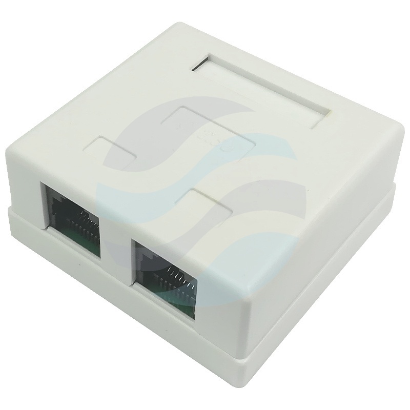 Gniazdo natynkowe UTP 2x RJ45 kat.5e zintegrowane LSA, białe, 62x60x25mm 1