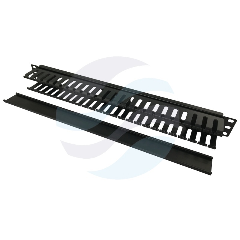 Organizator 19" 1U uchwyty metal/plastik, listwa x24, czarna 1