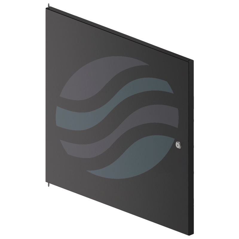 Drzwi pełne stalowe do szafy Rack 19" wiszącej 12U 600mm, zamek z kluczem, 2x zawias, czarne 1