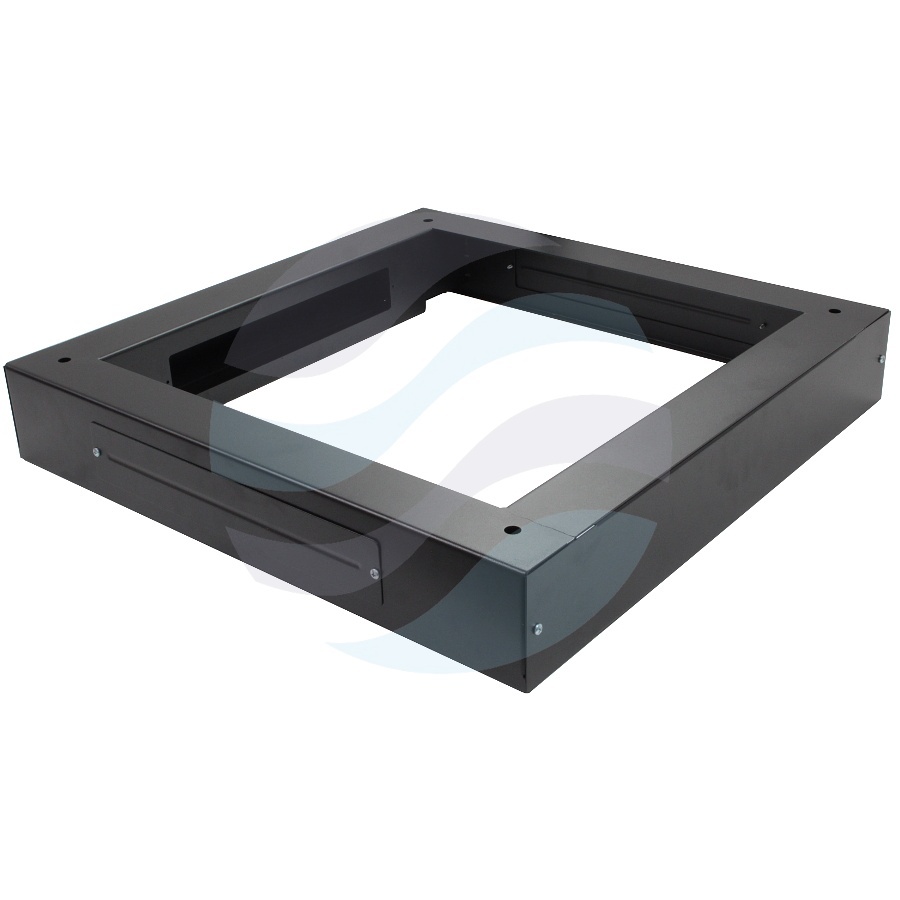 Cokół stalowy do szaf Rack 19" 600x600mm, wys. 80mm, 2x przepust kablowy, czarny 1