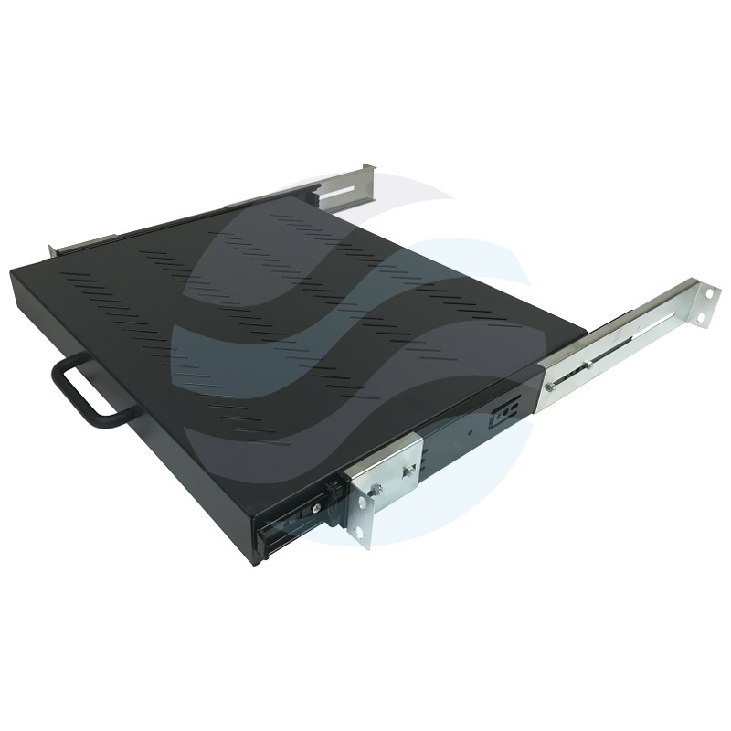 Półka wysuwana 19" 1U 350mm z uchwytem do 80kg, czarna 1