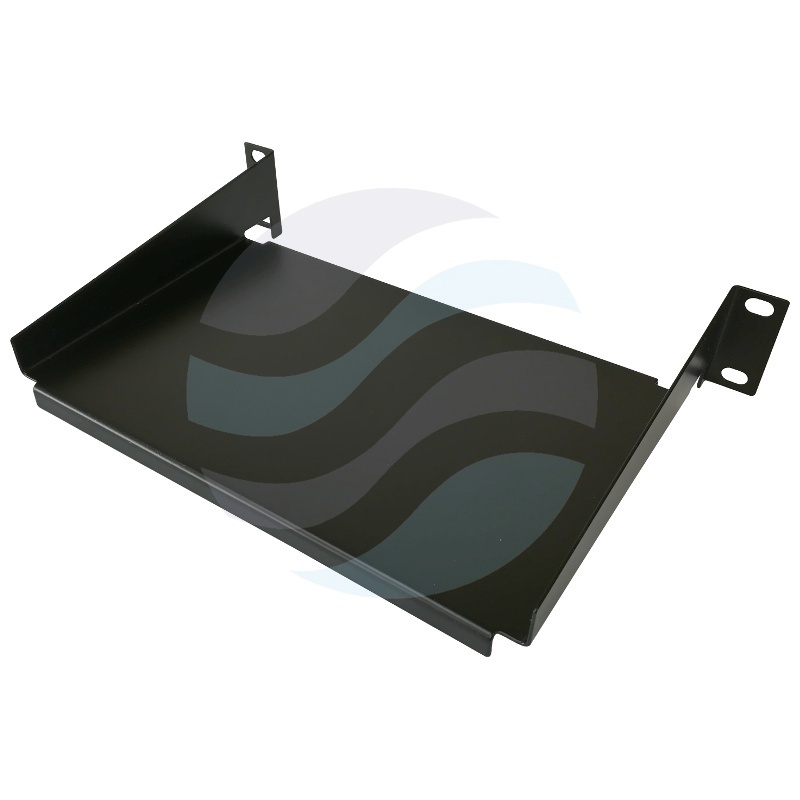 Półka stała 10" 1U 160mm (użytk. 140mm), montaż doczołowy (przód), stal, czarna 1