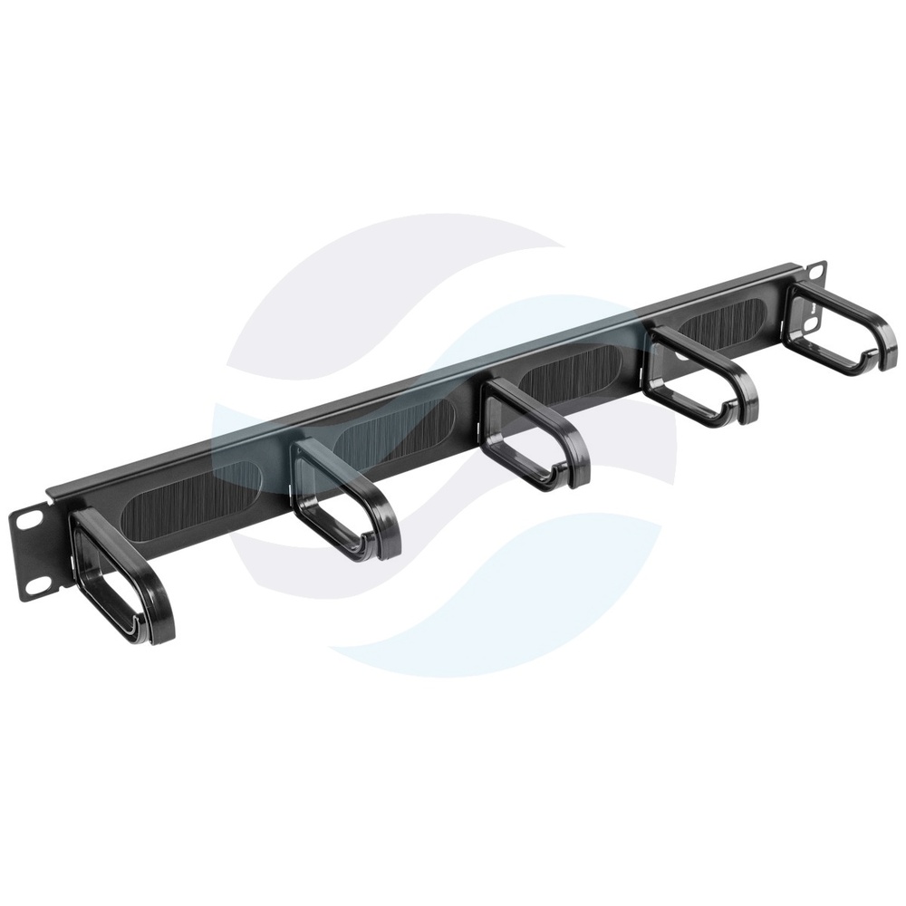 LANBERG AK-1203-B Organizator kabli Rack 19" 1U, 5x uchwyt plastikowy z przepustem szczotkowym, czarny 1