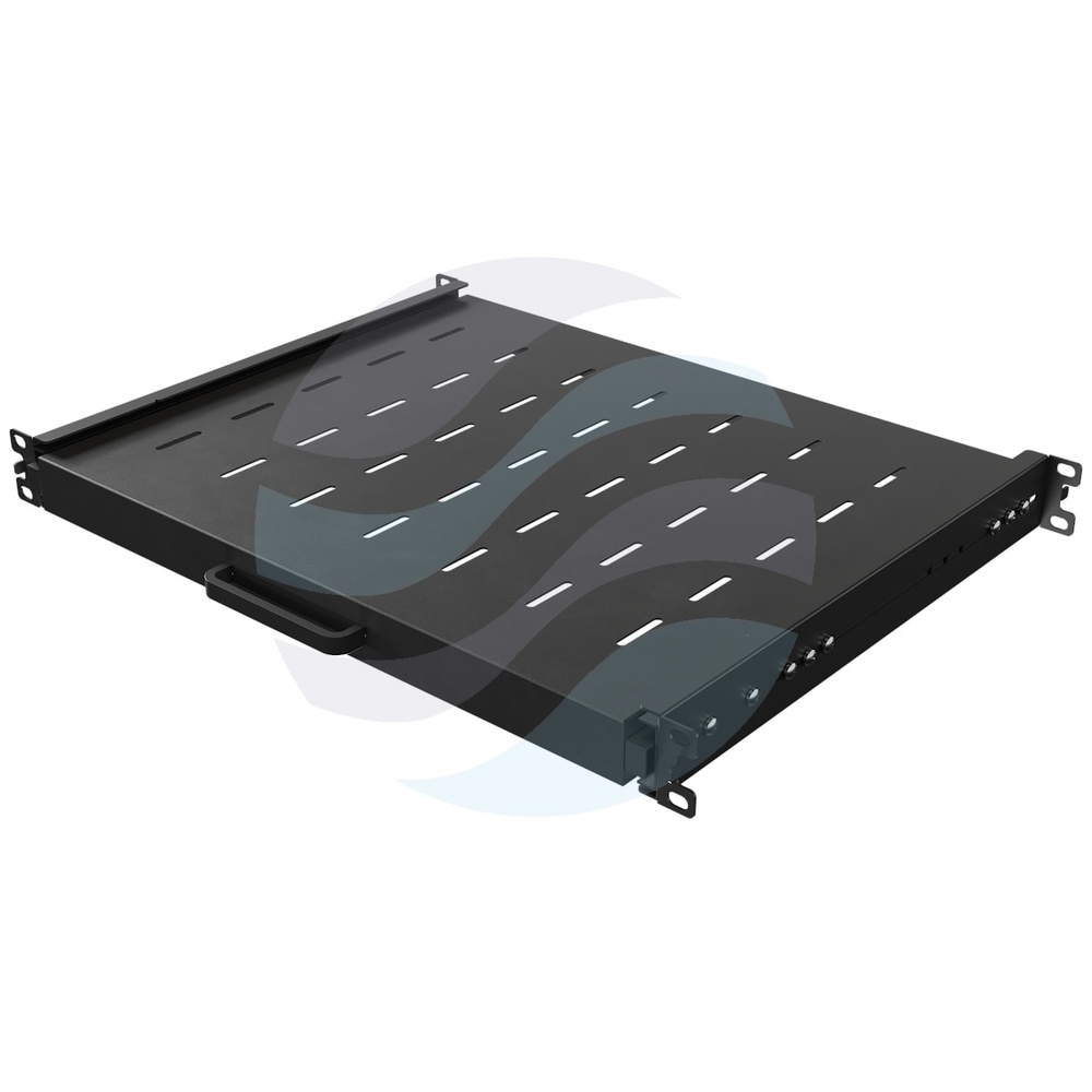 LANBERG AK-1020-B Półka wysuwana Rack 19" 1U 350mm, montaż doczołowy przód/tył, regulowana 350-500mm, udźwig 35kg, do szaf 600mm, czarna 1