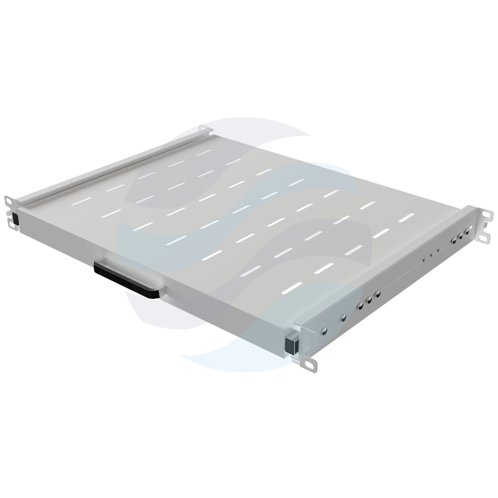 LANBERG AK-1020-S Półka wysuwana Rack 19" 1U 350mm, montaż doczołowy przód/tył, regulowana 350-500mm, udźwig 35kg, do szaf 600mm, szara 1
