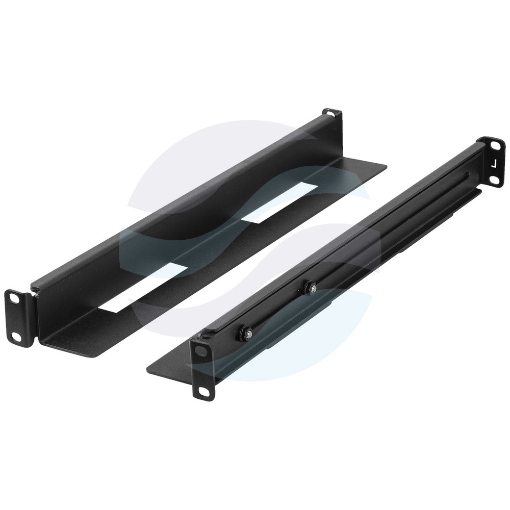 LANBERG AK-1901-B Szyny montażowe Rack 19" 1U, montaż doczołowy przód/tył, regulowane 397-680mm, udźwig 90kg, czarne 1