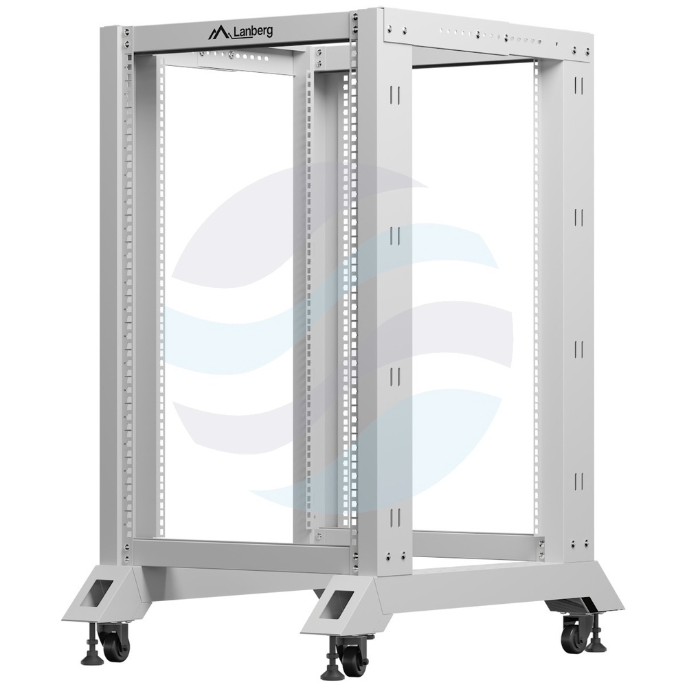 LANBERG OR01-6818-S Stelaż / Rama szafy rack 19" 15U 600x600, regulowana głębokość 576-1033mm, do 600kg, Open Frame Rack, czarna 1