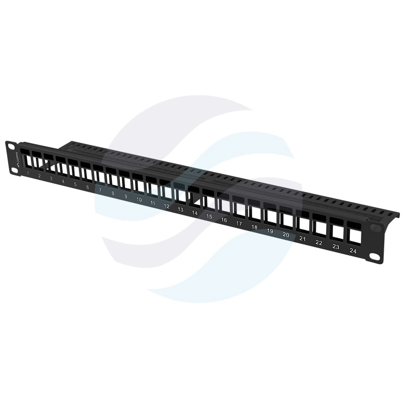 LANBERG Panel pusty 19" 1U na 24x keystone z podporą, czarny 1