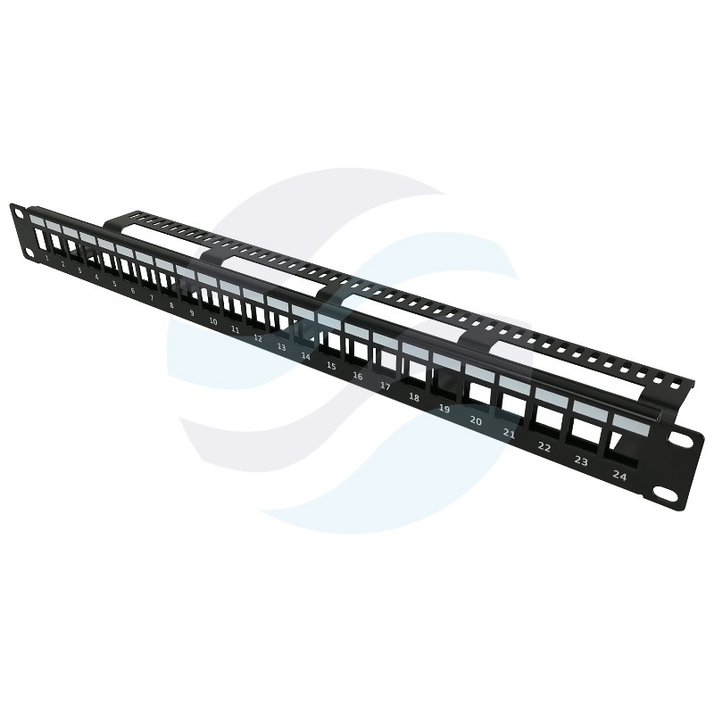 Panel pusty 19" 1U na 24x keystone z podporą, czarny 1