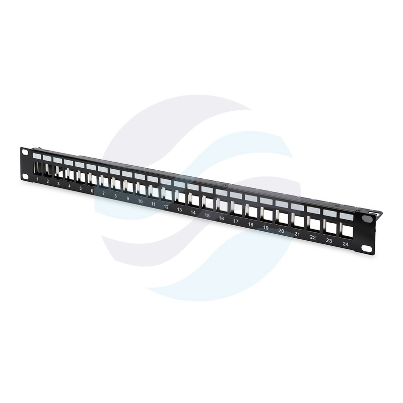 Panel pusty 19" 1U na 24x keystone RJ-45, czarny 1