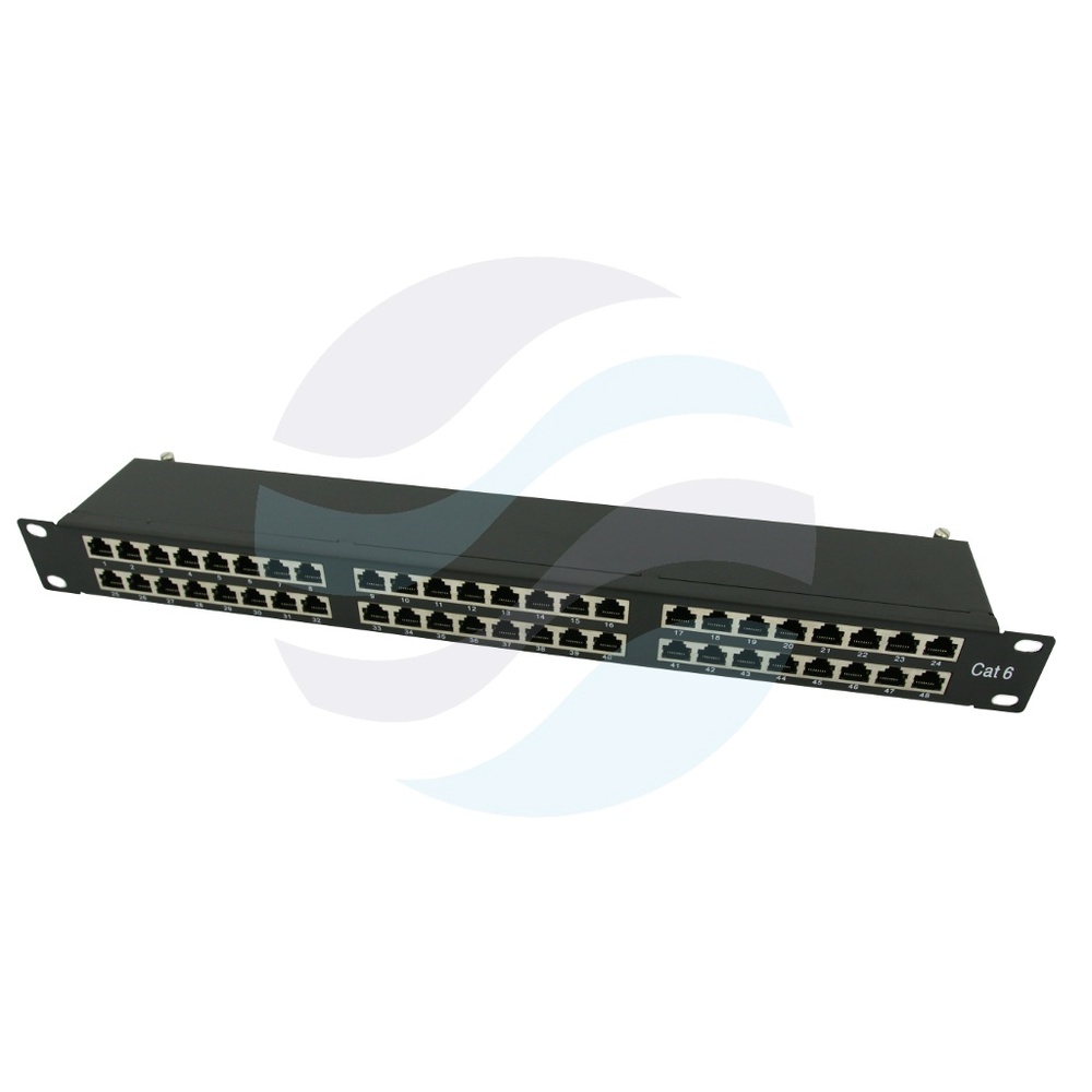 Patch panel STP 48-port RJ-45 KRONE, kat.6, rack 19" 1U z podstawką, czarny 1