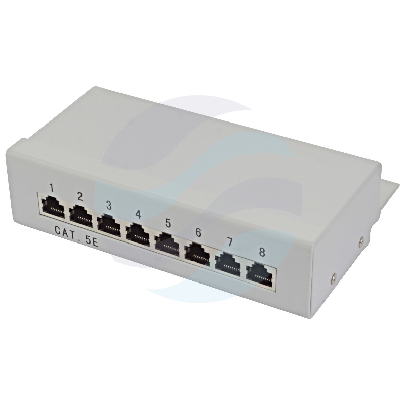 Patch panel STP 8-port RJ-45, kat.5e, desktop z półką, szary 1