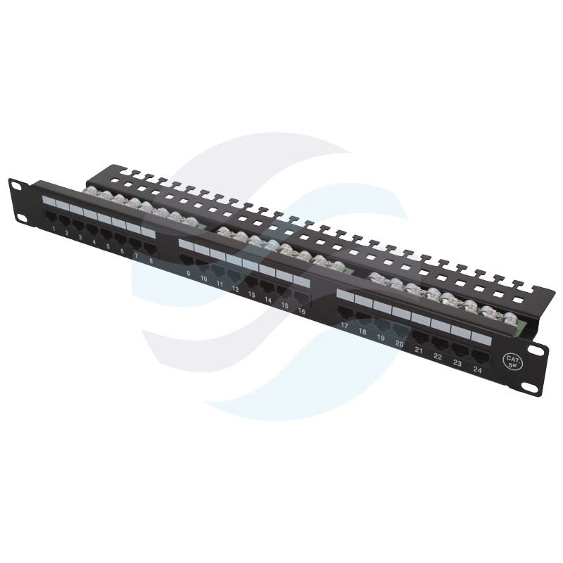 Patch panel UTP 24-port RJ-45 KRONE, kat.5e, rack 19" 1U z półką 1