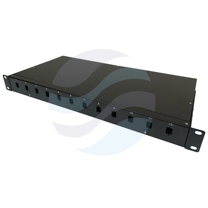 Przełącznica światłowodowa 19" 1U 12x SC Simplex / LC Duplex, czarna 1