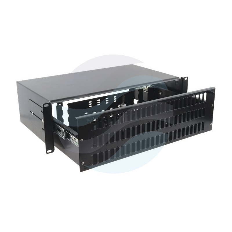 Przełącznica światłowodowa 19" 3U wysuwana 72x SC Duplex / LC Quad, czarna 1